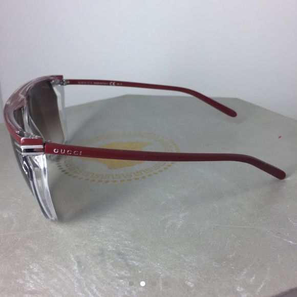 GUCCI dark red transparent large frame sunglasses - Picture 2 of 4
